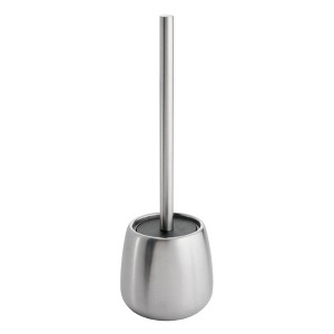 iDESIGN Forma Toilet Brush Brushed Stainless Steel: Durable Holder, Bathroom Cleaning Accessory - 1 of 4