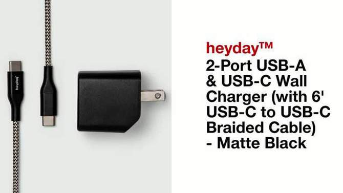 2-Port USB-A  USB-C Wall Charger with 6 USB-C to USB-C Braided Cable - heyday™, 5 of 7, play video