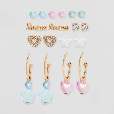 Girls' 9pk Dream Hoops Earring Set - Cat & Jack™