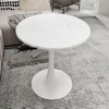 Racxily Round Side Table with Tapered Pedestal - Faux Marble Top & Nordic Minimalist Style, Ideal for Living Room,Black - 2 of 4