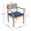NAYSAYE Patio Chaise Lounges Outdoor Acacia Wood Braided Chair Set with Dining Table for Garden Deck Patio, Beige and Navy, 47.25"*47.25"*29.75" - 4 of 4