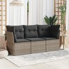 vidaXL 3 Piece Patio Sofa Set with Cushions - Gray Without Table - 2 of 4