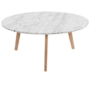 The Bianco Collection Stella 31" Round Italian Black Marble Coffee Table - 1 of 4