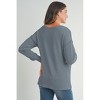 Hello Miz Women's Ribbed Split Neck Long Sleeve Maternity Sweater Top - 3 of 4
