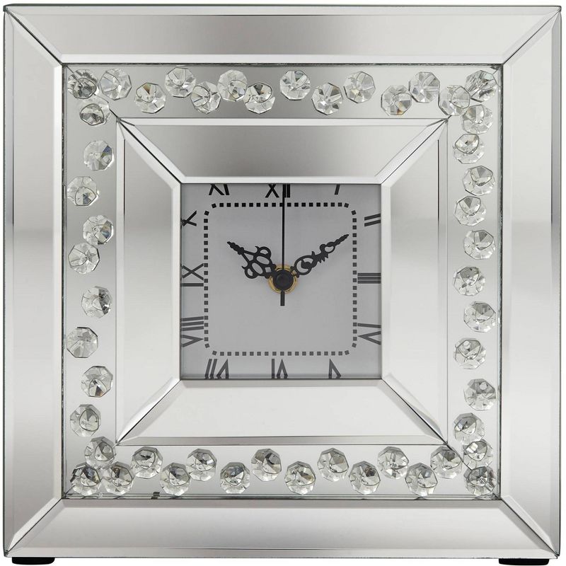 Studio 55D Remington Crystal and Mirror 10 1/4" Square Table Clock, 1 of 7
