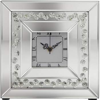 Studio 55D Remington Crystal and Mirror 10 1/4" Square Table Clock