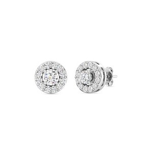 Gilded Lab-Grown Diamond Sterling Silver & 14KT Yellow Gold-Plated Stud Earrings for Women, Round Halo Shaped, 1/4, 1/2, 3/4, 1 Carat Total Weight - 1 of 4