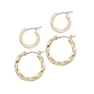 Adornia 14k Gold Plated Set of 2 Hoop Earrings - 1 of 4