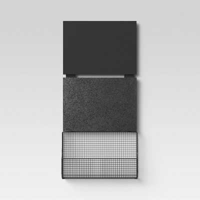 13.5" x 29" Bulletin Board with Chalkboard and Basket Black - Threshold™