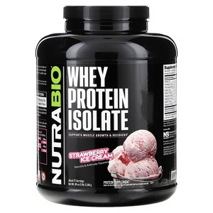 NutraBio Whey Protein Isolate, Strawberry Ice Cream, 5 lb (2,268 g) - 1 of 2