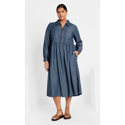 Women's Plus Size Brayden Dress - dark wash | CITY CHIC