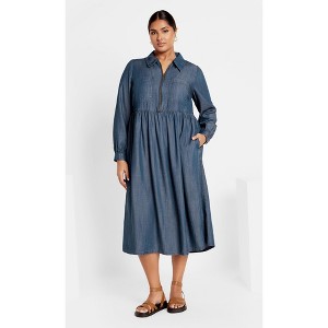 Women's Plus Size Brayden Dress - dark wash | CITY CHIC - 1 of 4