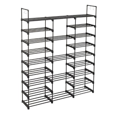 SEVOBAL 9 Tier Shoe Rack Organizer for Mulitiful Pairs Metal Adjustable Height Stackable Shoe Storage for Closet Entryway, Black, 7.48"*13.39"*17.13"