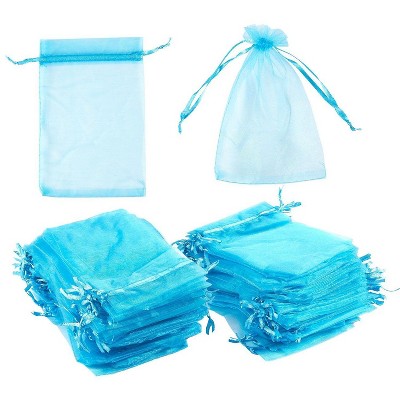 Blue Panda 150-Pack Blue Organza Wedding Party Favors Gift Bags Candy Sheer Bag Jewelry Pouches, 3.75 x 5.7