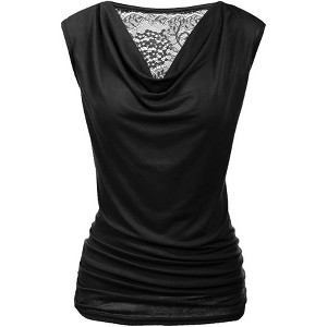 Zeagoo Womens Ruched Cowl Neck Tank Top Shirt Stretch Blouse with Side Shirring - 1 of 4
