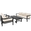 Fred 4-Piece Simple Design Patio Conversation Set, Steel Frame Sofa Set with Large Size Coffee Table, Outdoor Furniture - Maison Boucle - 2 of 4