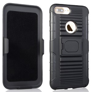 Nakedcellphone Combo for iPhone 8 Plus - Ring Grip/Stand Case and Belt Clip Holster - Black - 1 of 4