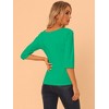 INSPIRE CHIC Women's Classic Solid Elbow Sleeves Round Neck Slim Fit T-Shirts - 4 of 4