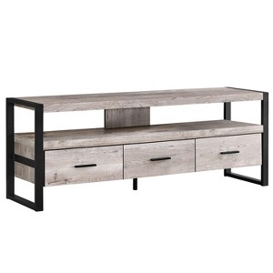 Monarch Specialties Tv Stand 60 Inch Console Media Entertainment Center Storage Drawers Metal Laminate Beige Black Contemporary Modern - 1 of 4