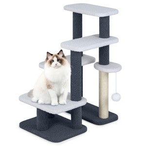 Tangkula 2-in-1 Cat Tree Tower Pet Steps w/ Scratching Posts Hanging Toy Ball Perch - 1 of 2