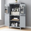 4-Door Storage Cabinet with Adjustable Shelves, MDF Frame, Anti-Tipping Design, and Easy Assembly for Bathroom, Office, or Living Room - 2 of 4