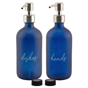 Cornucopia Brands 16oz Hands Dishes Pump Bottles 2pc Set; Soap Dispensers for Kitchen and Home - 1 of 4