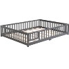 DOMETOUR full Size Floor Bed with Door,Solid Wood Platform Bed Frame with Fence,Suitable for children,Pine Wood,Gray - 2 of 4