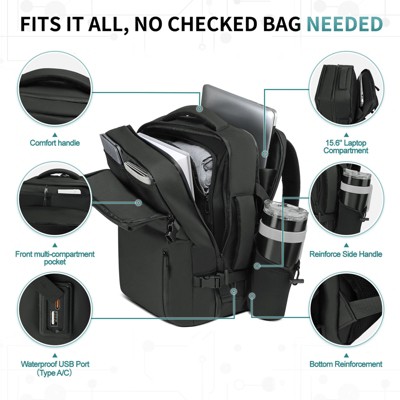 Unique Bargains Travel Water Resistant Laptop Computer Backpacks Black — фото 5