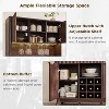 SinCiDo Modern 72" Tall Storage Hutch Wine Bar Cabinet, Fluted Coffee Bar w/LED Lights, 10 Tier Storage Shelf & 9 Grid Wine Glass Rack - 3 of 4