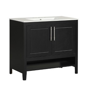 ChicFurnit Bathroom Vanity 36 Inch Vanity Cabinet with Sink and Storage for Trendy Bathroom, Black, 36"*18.3"*33.3" - 1 of 4