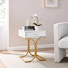 17.75" Rectangular Modern Glam Side Table with Drawer White/Gold - Danya B.: Brass Handle, MDF, Metal Frame - 4 of 4