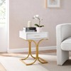 17.75" Rectangular Modern Glam Side Table with Drawer White/Gold - Danya B.: Brass Handle, MDF, Metal Frame - image 4 of 4