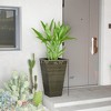 Set of 3 Tall Planters, 28" Outdoor Planter w/ Drainage Holes, Faux Wood Plastic Flower Pots - 3 of 4