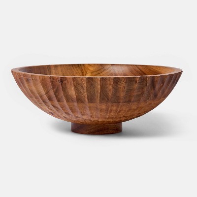 Acacia Wood Bowl - Threshold™ designed with Studio McGee: Ribbed Surface, Raised Base, Decorative Centerpiece
