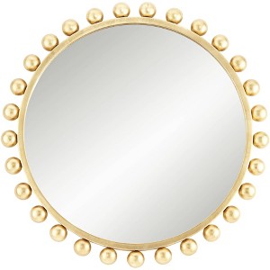 Uttermost Round Vanity Decorative Accent Wall Mirror Modern Sphere Edge Metallic Gold Leaf Frame 33" Wide for Bathroom Bedroom - 1 of 4