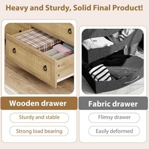 Rattan Dresser with Drawers, Natural Storage Cabinet & Chest Organizer for Bedroom and Living Room - 1 of 4