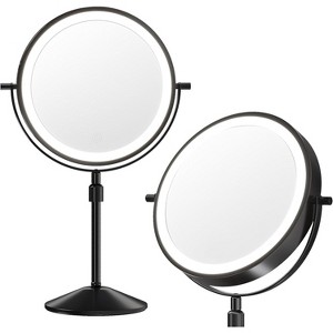 Makeup Mirrors with Lights, Double-Sided Vanity Mirror 1X/10X Magnification, 3 Color Lighting & Brightness Adjustable, 360° Rotation Touch Control - 1 of 4