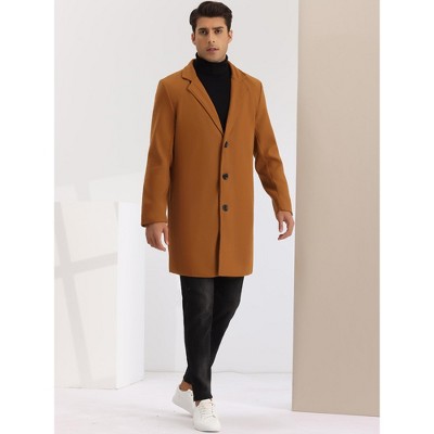 Las Amadeus Men's Ovecoat Single Beasted Notched Lapel Long Trench Coat%2f5655373324