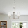Sunset Lighting Somes Three Light Chandelier Linen Glass, Dimmable With Bright Satin Nickel Finish - 2 of 3