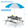 3 in1 Kids Picnic Table, Outdoor Wooden Activity & Dining Table With Adjustable Collapsible Umbrella, Kids Picnic Table For Boys Girls Outdoor Camping - image 4 of 4