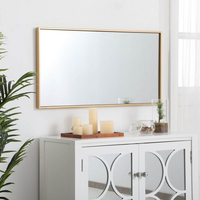 Elegant 18" Brass Rectangular Metal Frame Mirror