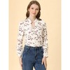 Allegra K Women's Floral Print Split V Neck Office Long Sleeve Blouse - 3 of 4