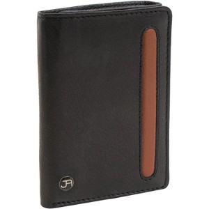 Jack Abrahams - Jack Abrahams Goat Nappa Leather Tri-Fold Wallet Black/Cognac - 1 of 4
