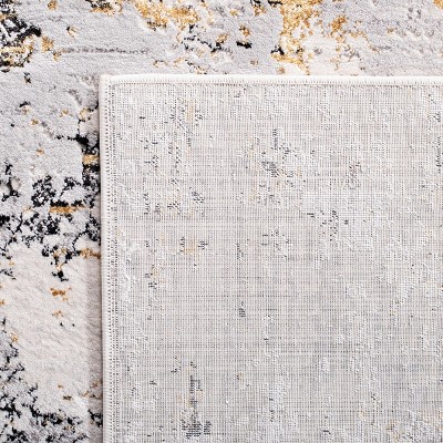 Amalfi 6'7" Square Cream and Gold Abstract Area Rug