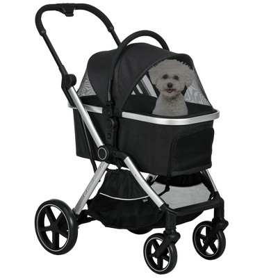 PawHut 3 in 1 Pet Stroller Folding Stroller for Small Dogs and Cats Black Size 33 x 22.75 x 43.25