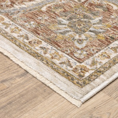 Hand-Knotted Ivory Synthetic Accent Rug with Floral Motif