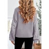 Girls Pullover Sweater Cable Knit Soft Comfy Sweater for Girls Crew Neck Sweater Puff Sleeve Ribbed Knit Cuff - 2 of 4
