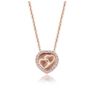 Heart Pendant Chain Necklace Rose Sterling Silver Cz Women Ginger Lyne Collection - 1 of 4