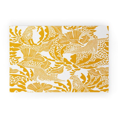 evamatise Surreal Jungle in Bright Yellow Looped Vinyl Welcome Mat - Society6 - image 1 of 4