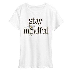 Women's - Instant Message - Stay Mindful Flower Short Sleeve Graphic T-Shirt - 1 of 4